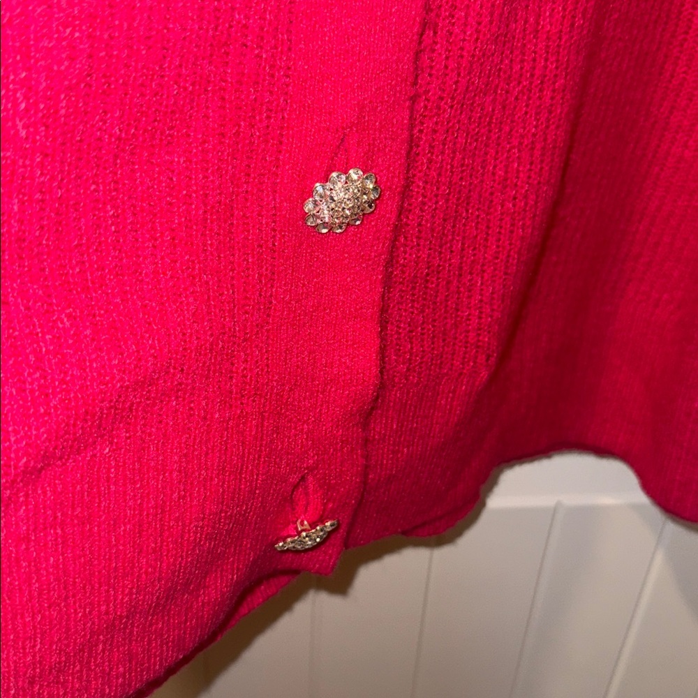 Women's Pink Cardigan Sweater - Picture 3 of 4